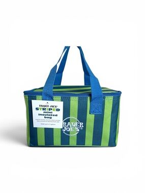Trader Joe's Striped Blue Green Mini Insulated Tote Lunch Bag